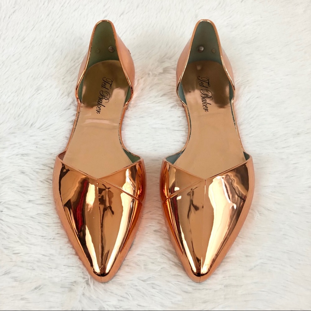 Ted Baker Cut Out Rose Gold Jelly Slipper Flats - Picture 2 of 6